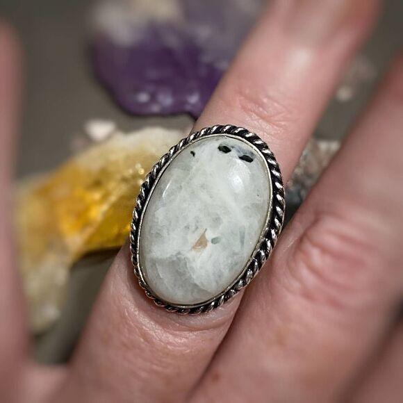 Sterling Silver Moonstone Boho Ring Size 6 - Picture 1 of 5